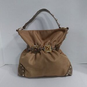 Kathy Van Zeelan Vintage Gold With  Gems & Studded Accents Shoulder Bag *EUC*